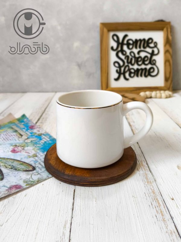 ماگ سرامیکی براق لبه طلایی