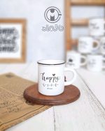 شات سرامیکی لبه مشکی طرح Happy