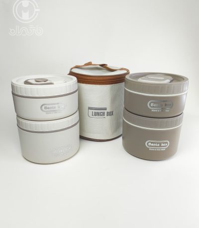 خرید لانچ باکس دو عددی کیف‌ دار استیل bento box