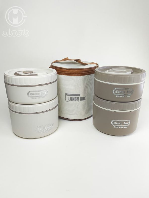 خرید لانچ باکس دو عددی کیف‌ دار استیل bento box