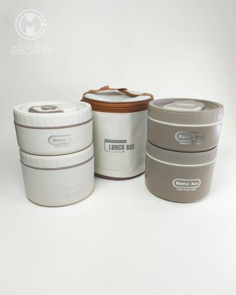 خرید لانچ باکس دو عددی کیف‌ دار استیل bento box