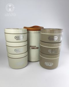 لانچ باکس سه عددی کیف‌ دار استیل bento box