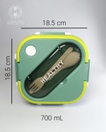 لانچ باکس استیل healthy life مکعبی - Image 12