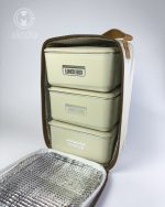 لانچ باکس سه عددی کیف‌ دار استیل LUNCH BOX مکعبی - Image 3